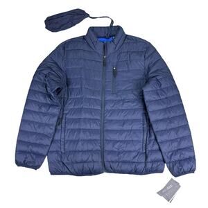 Club Room Mens Quilted Packable Puffer Jacket Coat Navy Blue Size XL Full-Zip